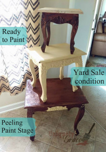 Nesting tables peeling latex paint wood fail clean up prep work uniquely grace