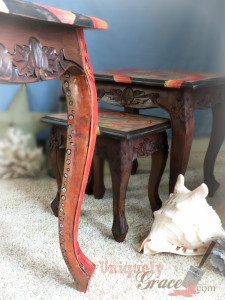 Oscar the Octopus tentacle leg logo close up uniquely Grace shabby paints nesting table furniture makever art