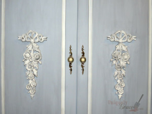 Antoinette Armoire close up lillian grey black revax snow white shabby paints uniquely grace