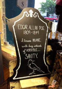 Edgar Allan Pow tombstone wall art hanging uniquely grace raven quote