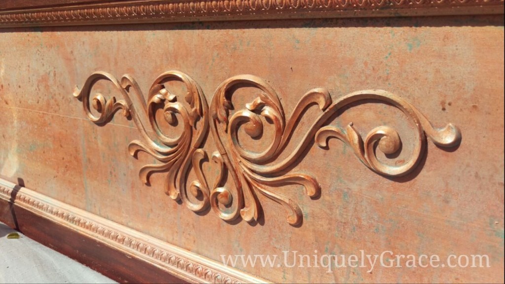 vintage mahogany close up scroll shine copper penny paint chalk terra bella uniquely grace