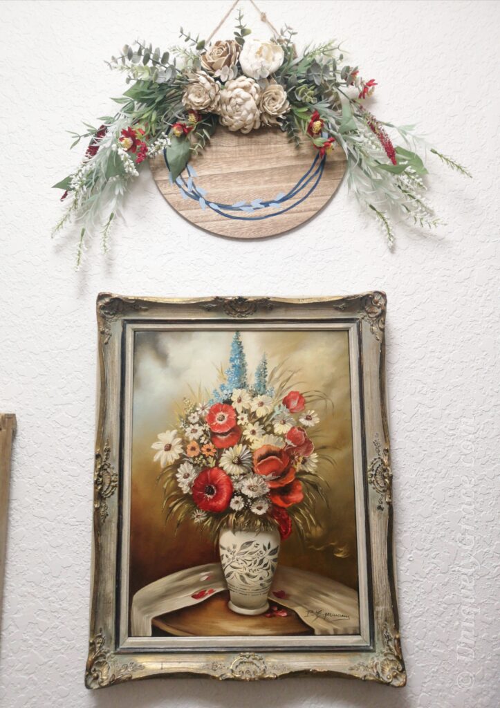 Red, White & Blue Floral Wood Circle Wreath 20 minute Craft Laundry Room Remodel